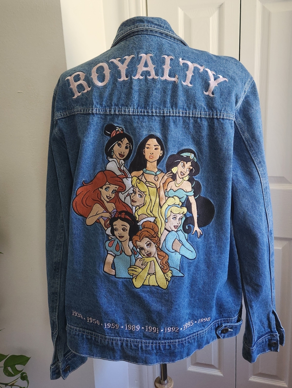 Disney Cakeworthy Blue Denim Jacket with Multi-Color Princess Patch - ROYALTY